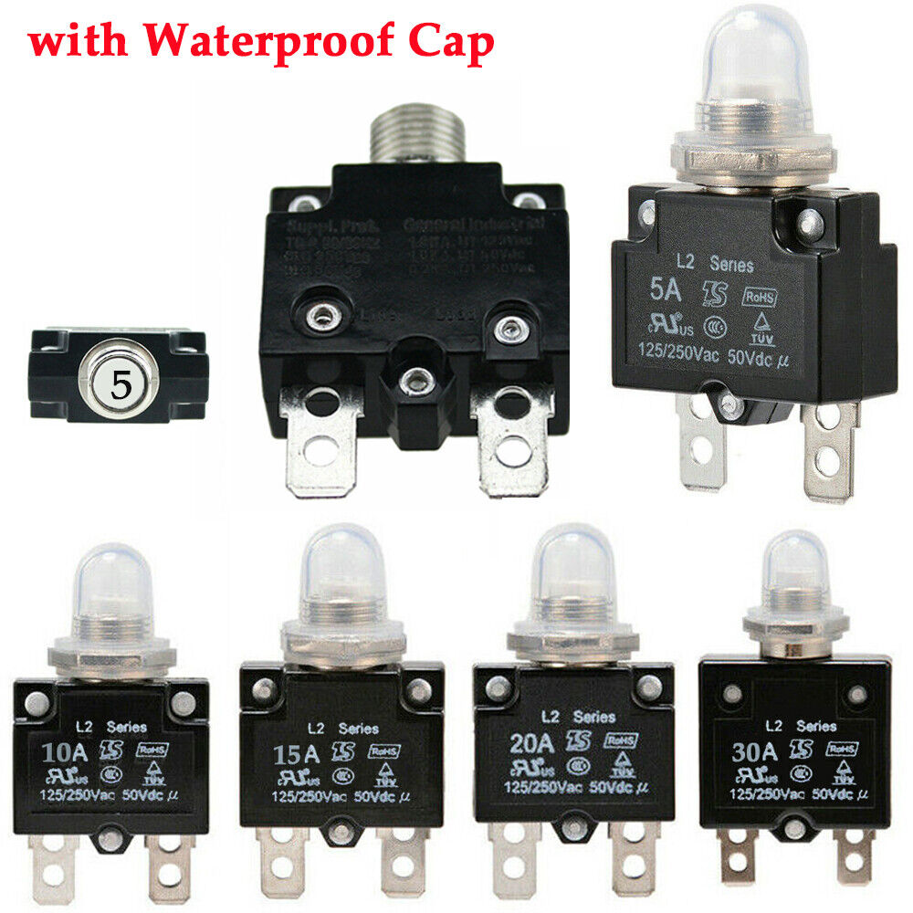 3x 5/10/15 Amp Push Button Manual Reset Thermal Circuit Breaker Overload Switch