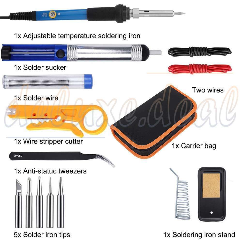 60W 15 IN 1 Soldering Iron Kit 60W Electric Welding Tool Adjustable Temperature