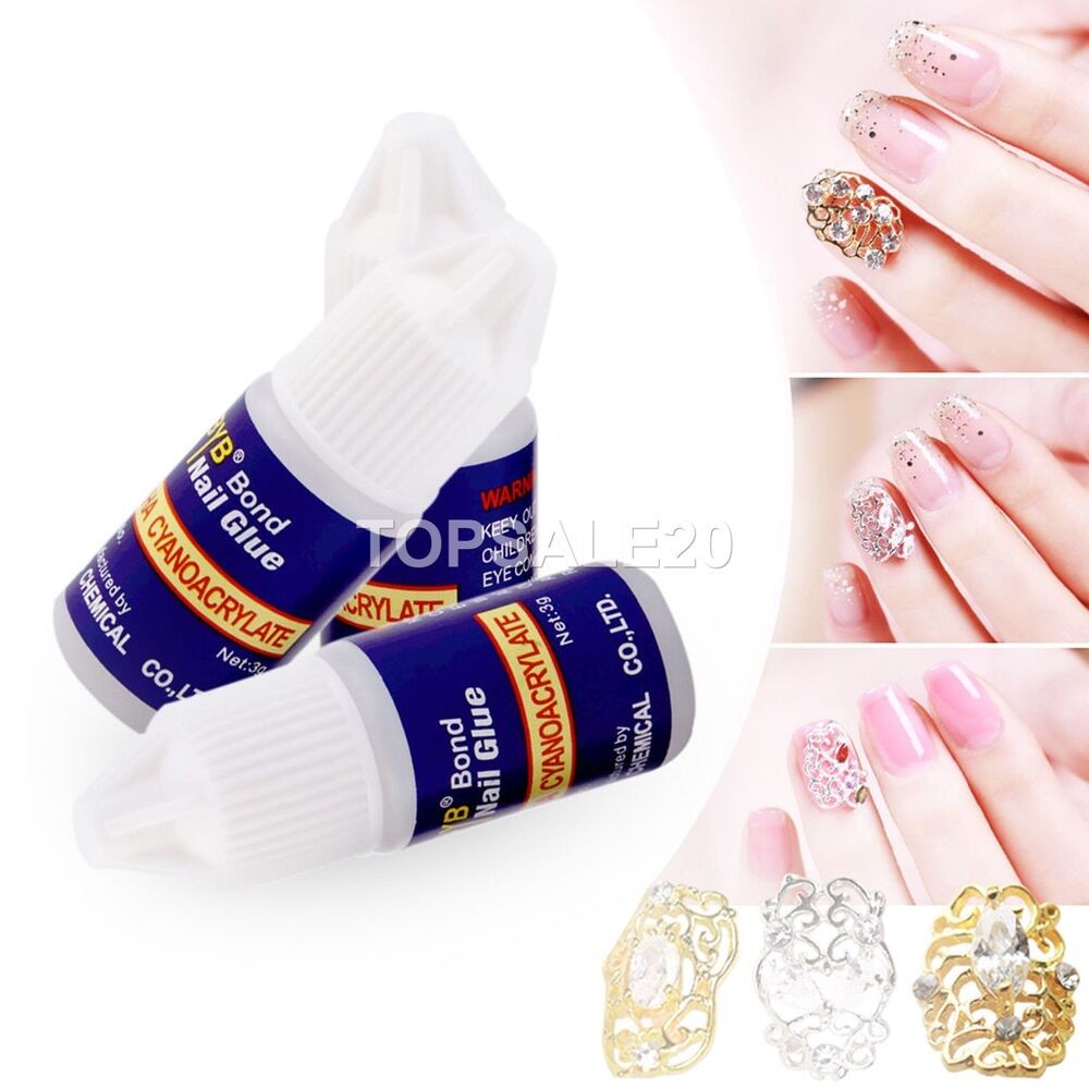 5 Pcs 3g Nail Art Glue Acrylic UV Gel Fake Nails Sticker Tip Polish Manicure