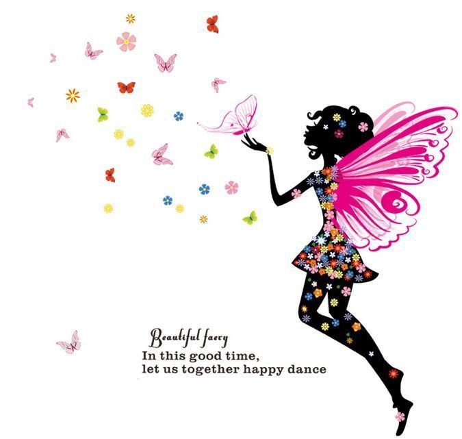 Wall Stickers Removable Fairy Wing Girl Butterfly Kids Mural Room Decal Romantic