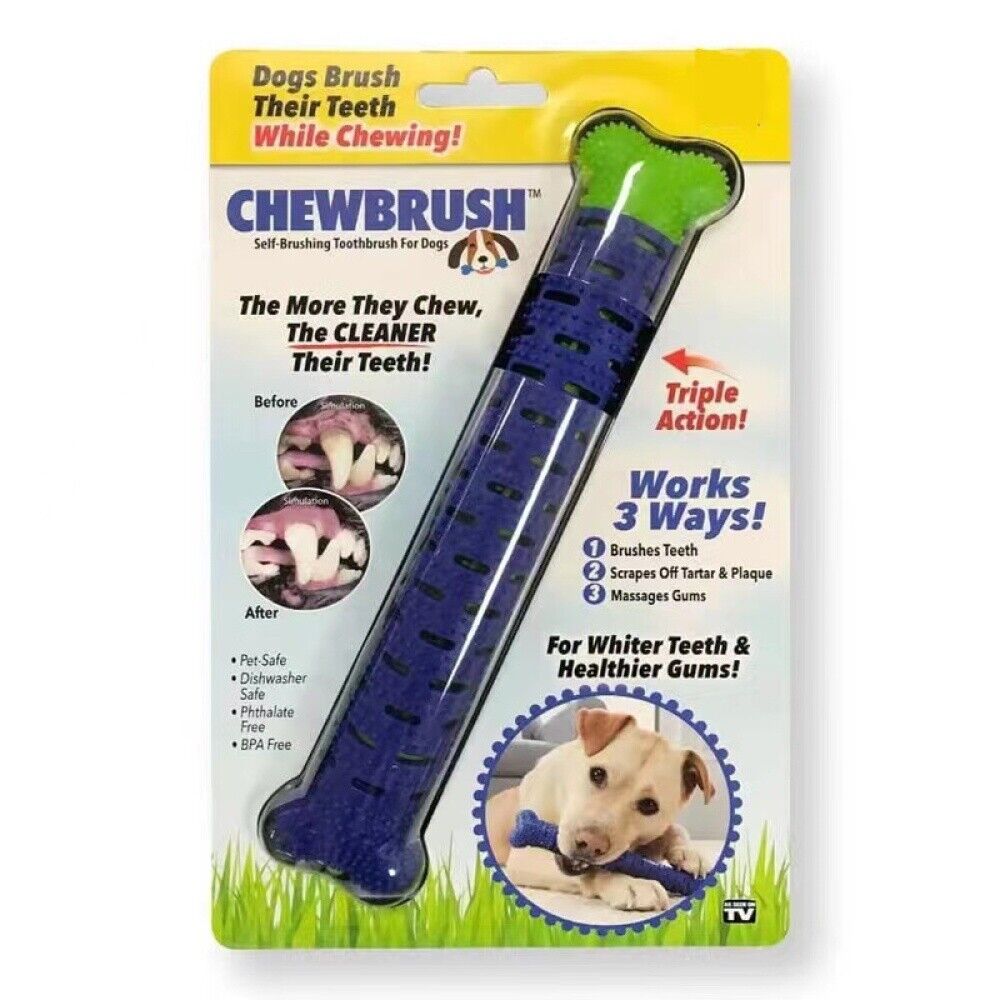 Pet Dog Toothbrush Drew Brush Bone Shape Toy Funny Chew Dental Care Toy