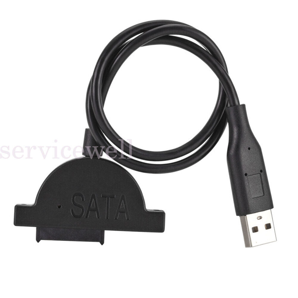 USB 2.0 to Mini SATA 7+6 13Pin Adapter Cable for Laptop CD/DVD Slimline Drive