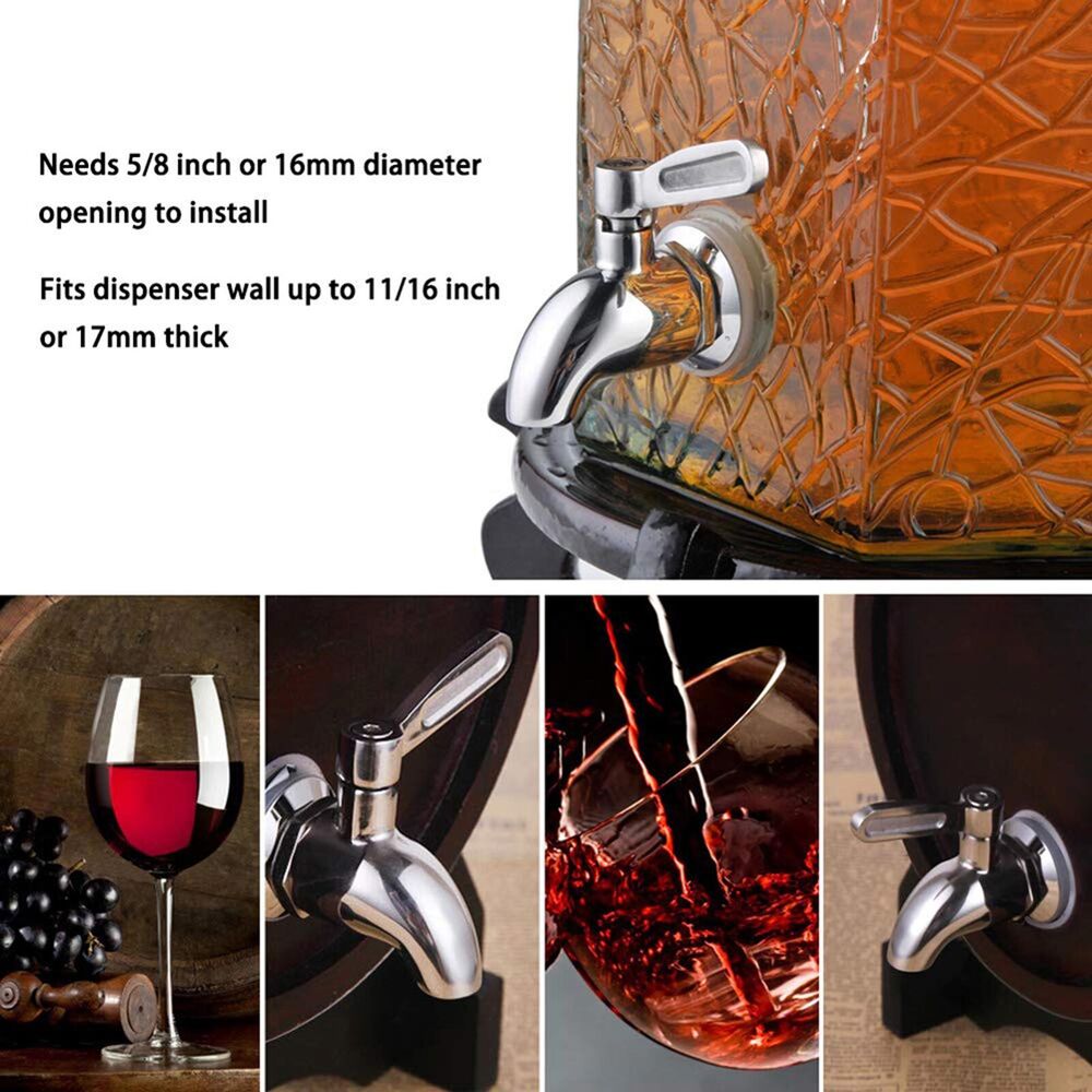 2x Stainless steel Spigot Tap Faucet 16mm Wine Barrel Drink Beverage Dispenser HOT