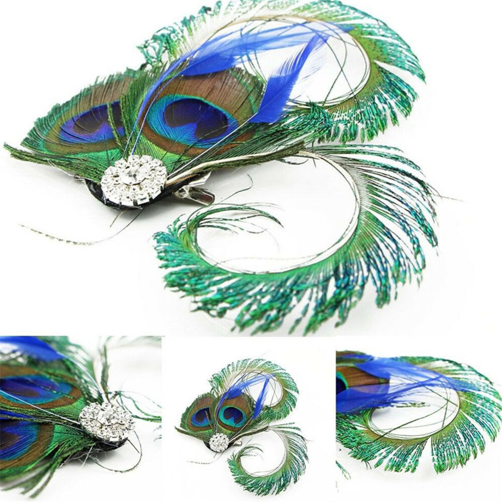 Vintage Peacock Feather Fascinator Hair Clip Hairpin Wedding Party Headpiece