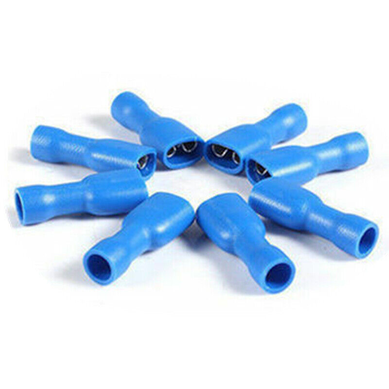 100PCS Insulated Spade Electrical Wire Connectors Splice Crimp Terminal Kit Blue