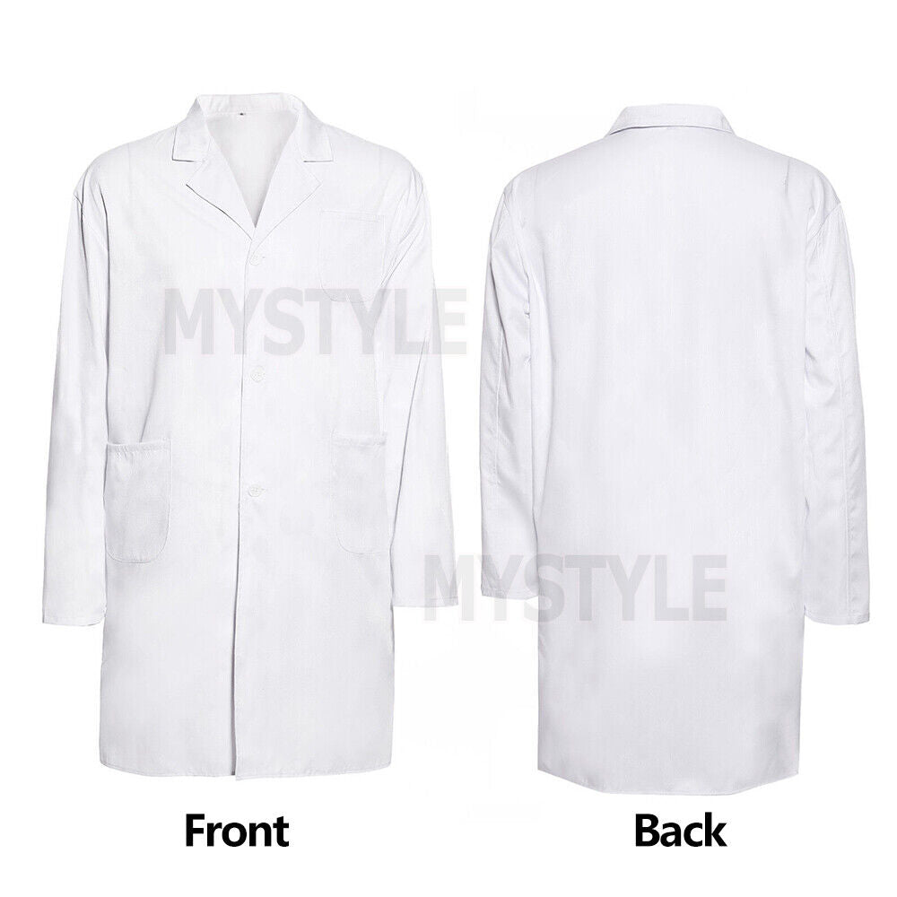 Scientist Long Sleeve Uniform White Lab Coat Men Women Medical Clinic Doctor-NEW