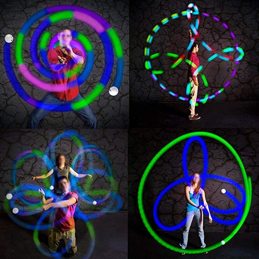 4pcs LED Poi Balls Multi Coloured Light Up Glow Belly Dance Party Festival