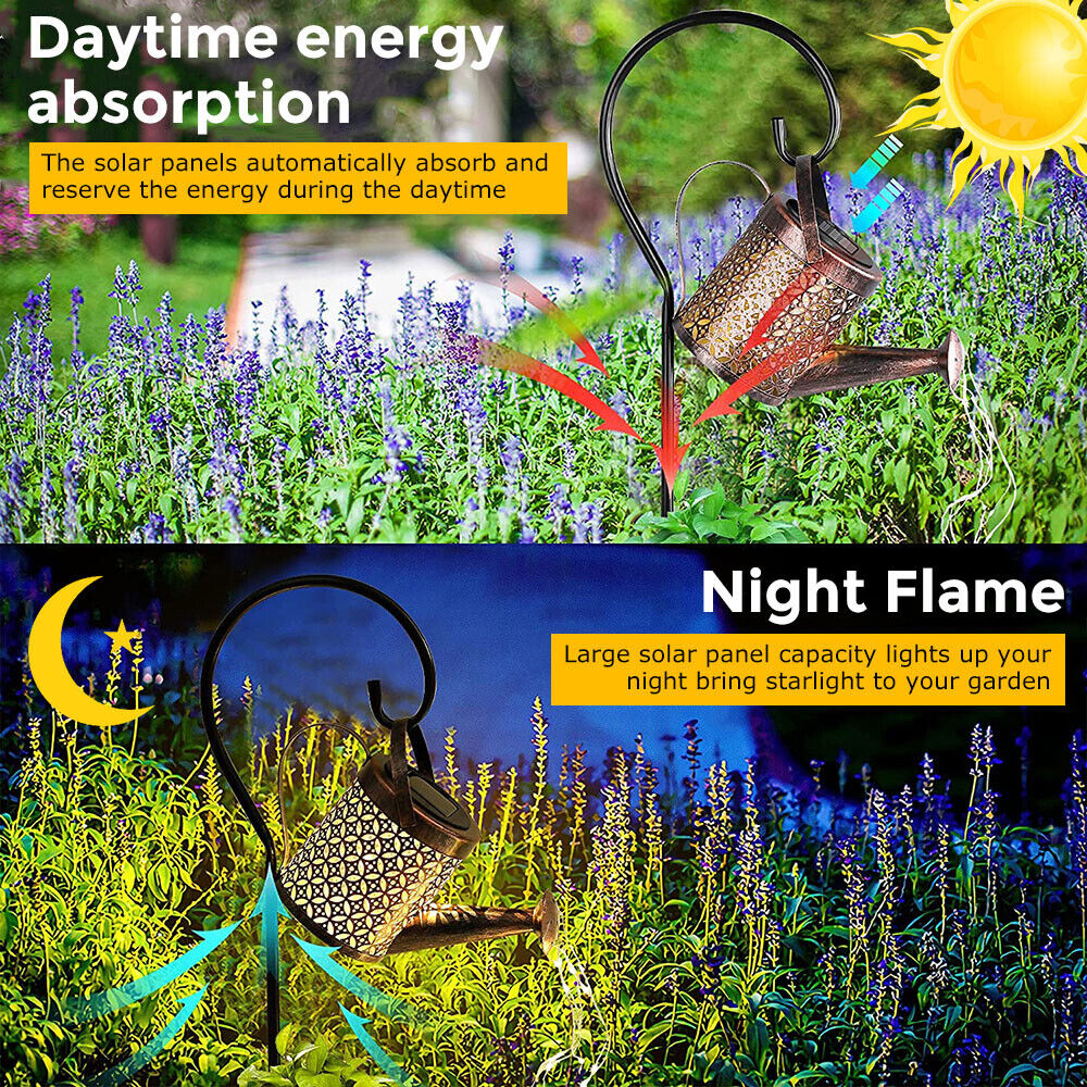 1 set Solar Light Outdoor LED Watering Can Christmas String Garden Shower Art Lamps