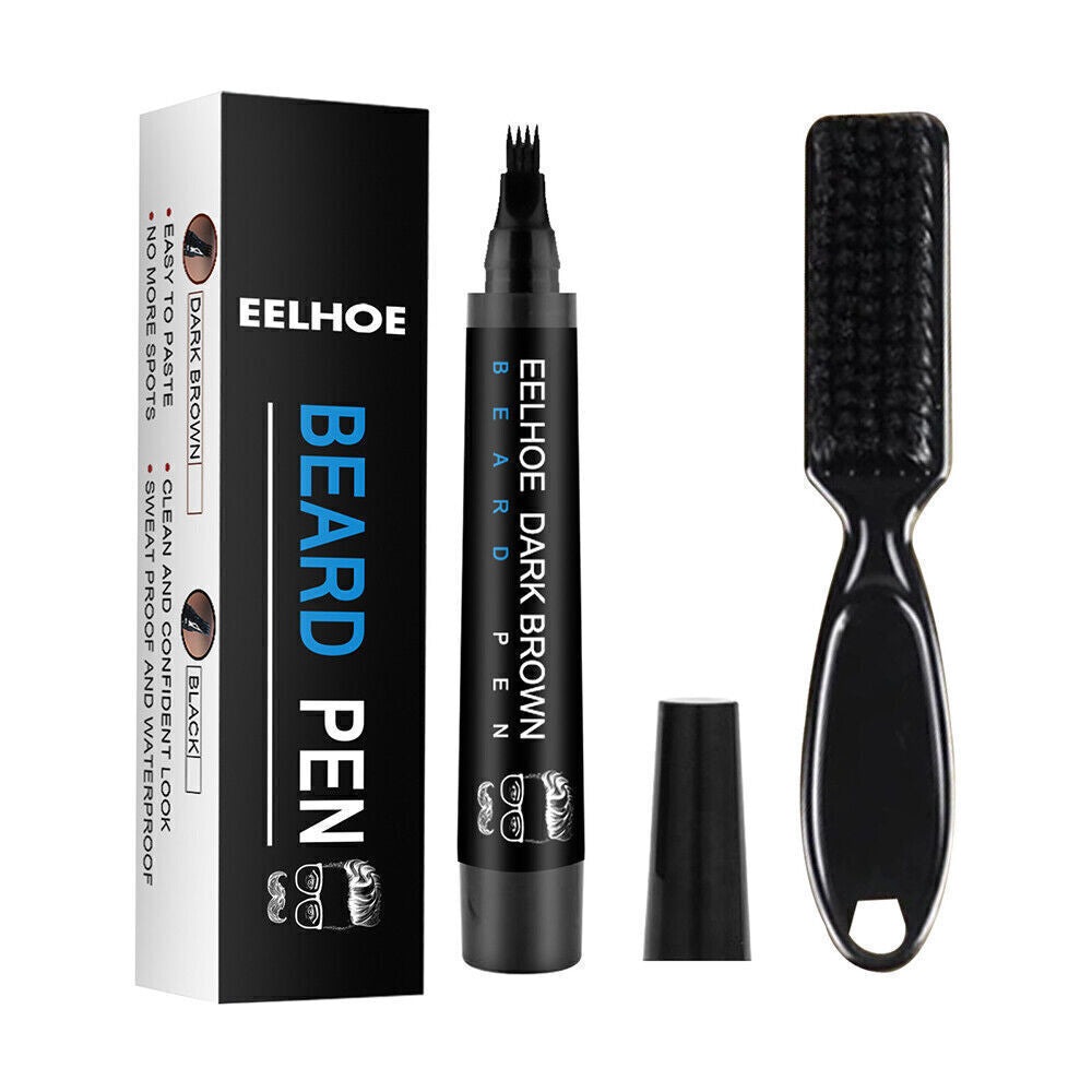 Men Beard Filler Pencil Four Prong Waterproof Moustache Pen FAST Coloring Black