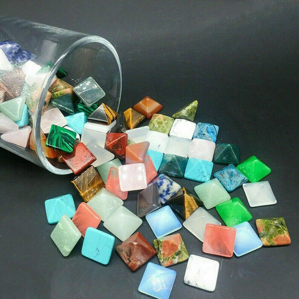 Set of 7pcs Chakra Pyramid Stone Set Crystal Healing Natural Spirituality Gems