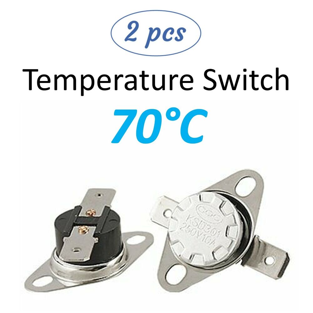 2x KSD301 Temperature Thermostat Thermal Switch - 250V 10A NO / NC Thermo Switch