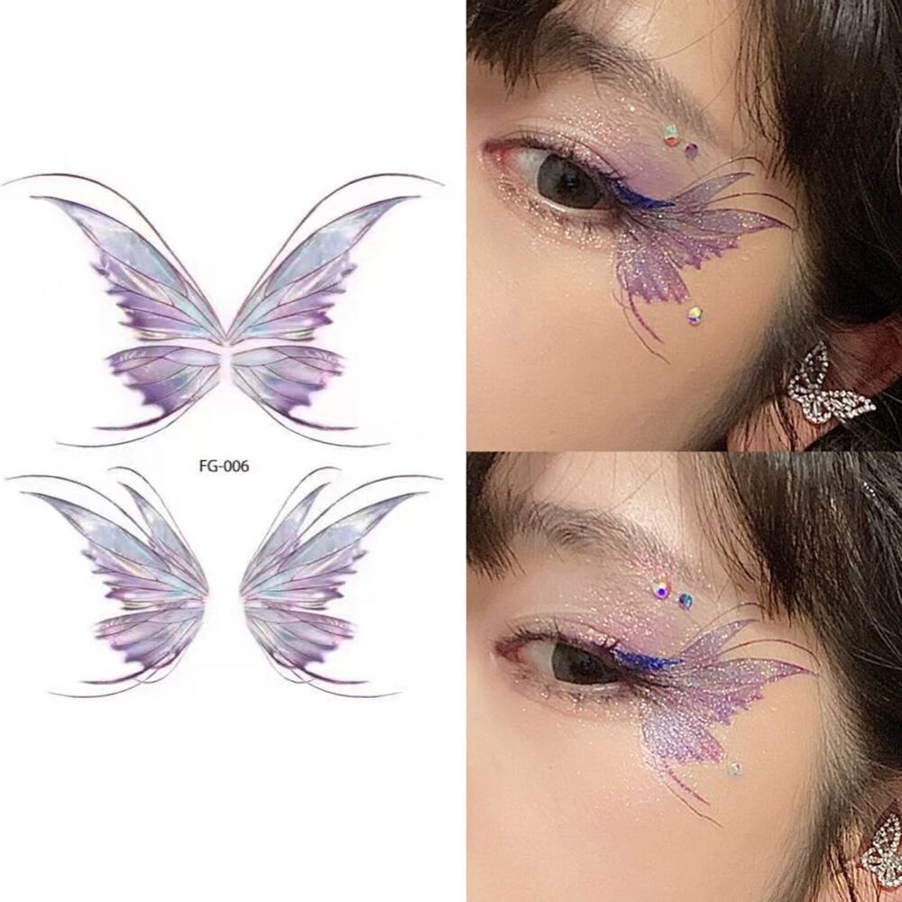 2x Glitter Butterfly Tattoo Gems Jewels Waterproof Face Body Art Stickers Party