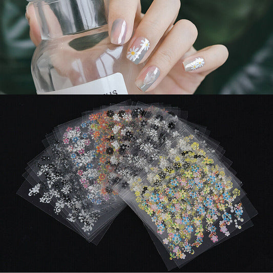 50Sheet Flower Decal Transfer Manicure 3D Nail DIY Sticker Tips Decoration