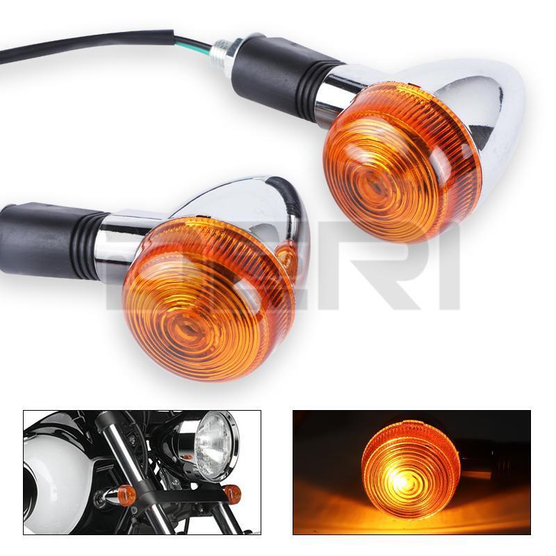 4x Universal Bullet Motorcycle Turn Signal Amber Indicators Lamp Blinkers Chrome