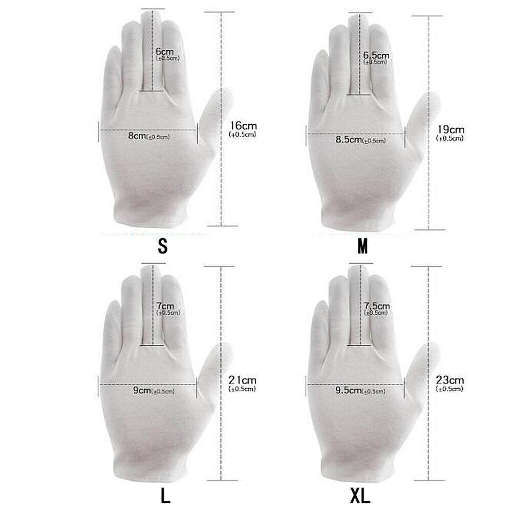 3 Pairs Handling Work Hands Protector Soft Costume Jewellery Cotton White Gloves