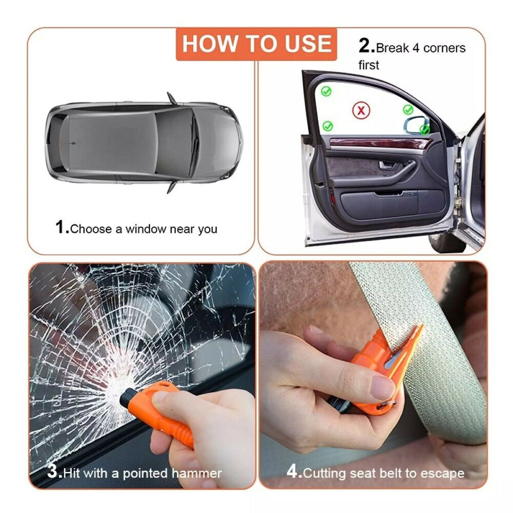 3 in 1 Car Window Glass Breaker Emergency Escape Tool Safety Seat Belt Cutter