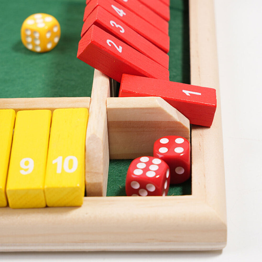 Shut the Box Game Wooden Board Number Drinking Dice Toy Family Traditiona