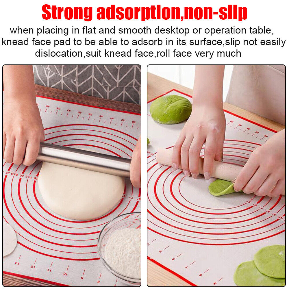 2x Reusable X Large Non-Stick Silicone Baking Mat Sheet Rolling Pastry Dough 60x40