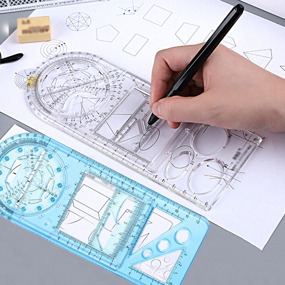 Multifunctional Geometric Ruler Drawing Template School Office Measuring Tool