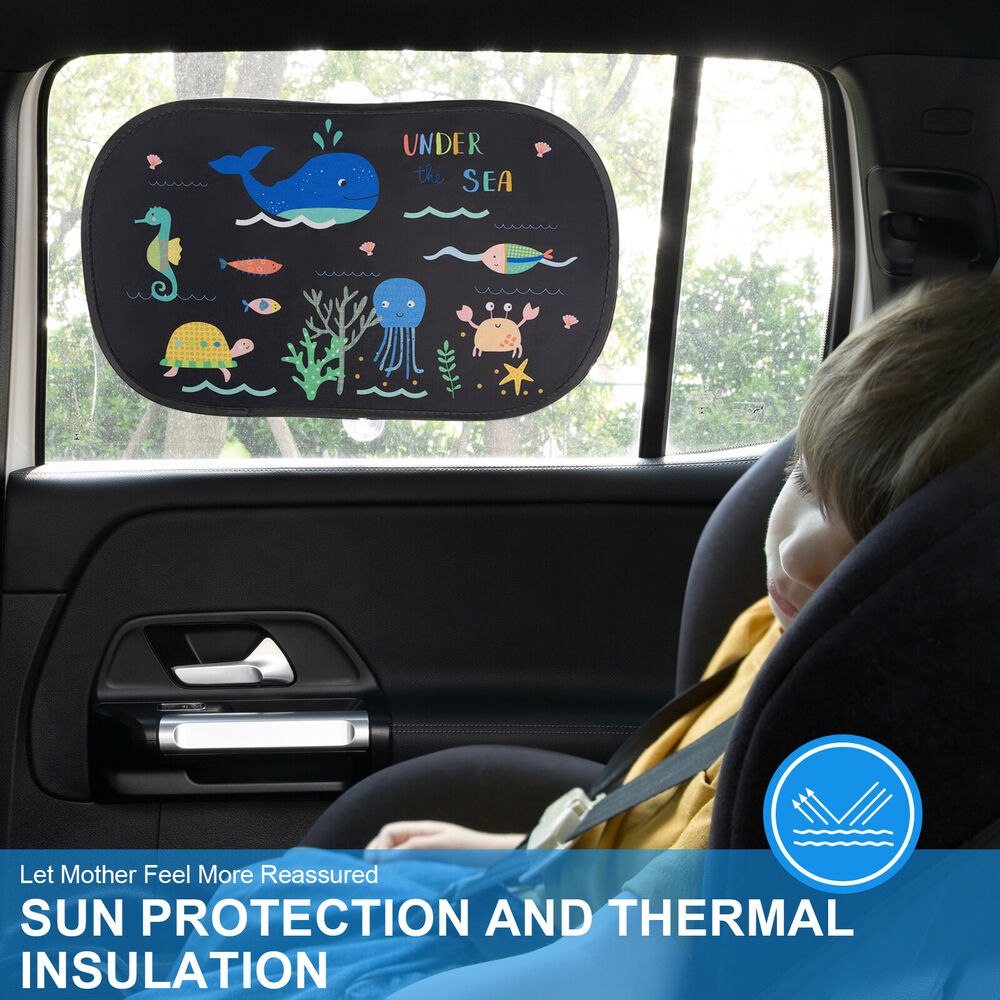 X2 Car Sunshade Cartoon Pattern Rear Side Window Cover Sun Shade For Baby Kids