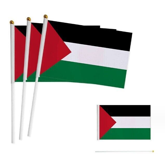 30PCS Palestinian National Hand Held Flags Palestine Stick Flag Small Miniature