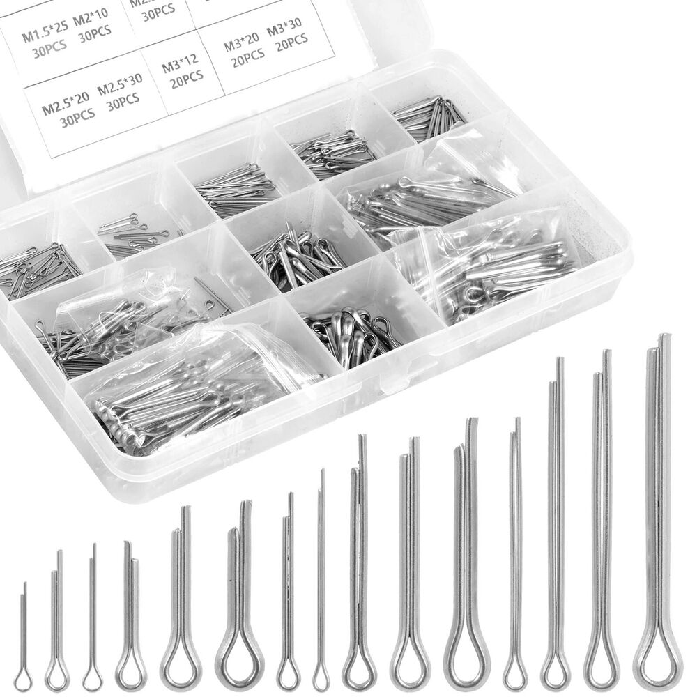 420Pcs Cotter Pin Assortment Kit Split Pin Fastener Clips Set Straight