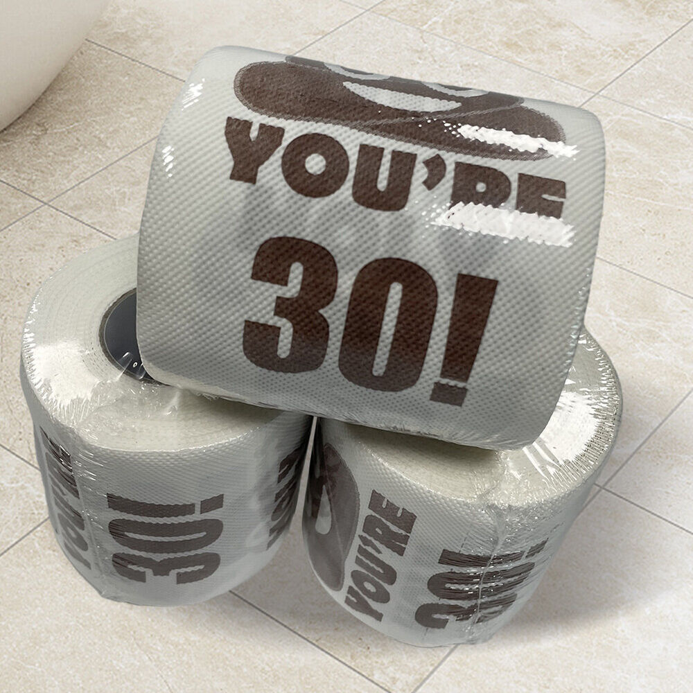 Funny Toilet Paper Roll Poop Printed Birthday Decoration 30th-60th Gifts Prank