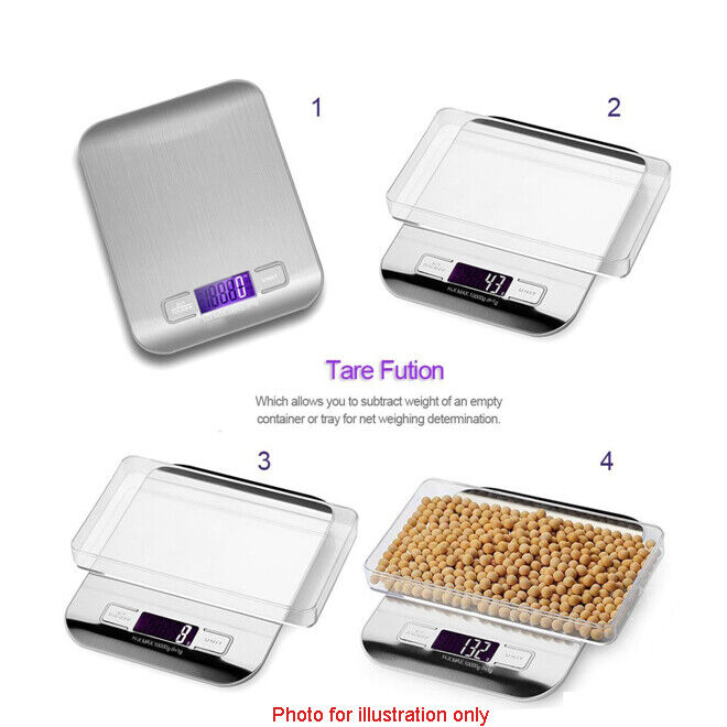 Kitchen Scale Weight 5kg 1g Cooking Food Electronic Digital LCD Stainless Scale