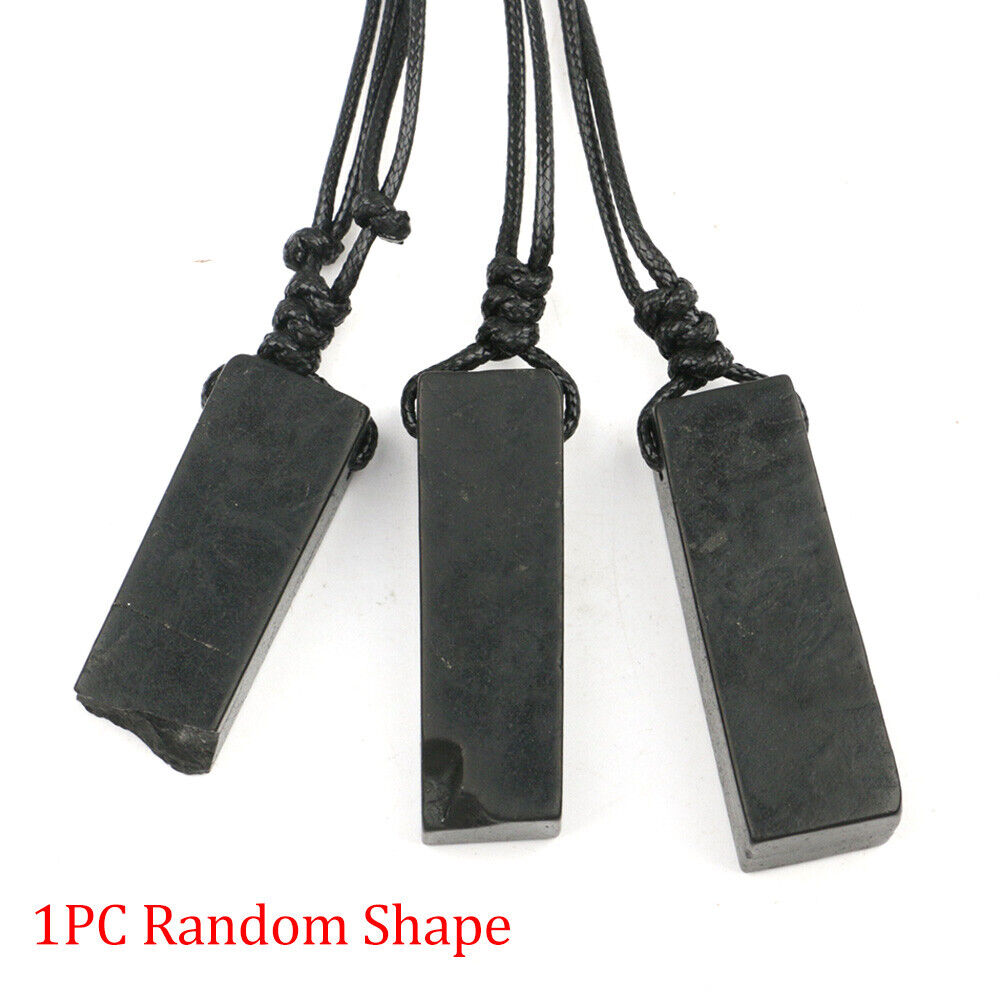 Shungite Pendant Rough Stick EMF Protection Rectangular Healing Stone Necklace