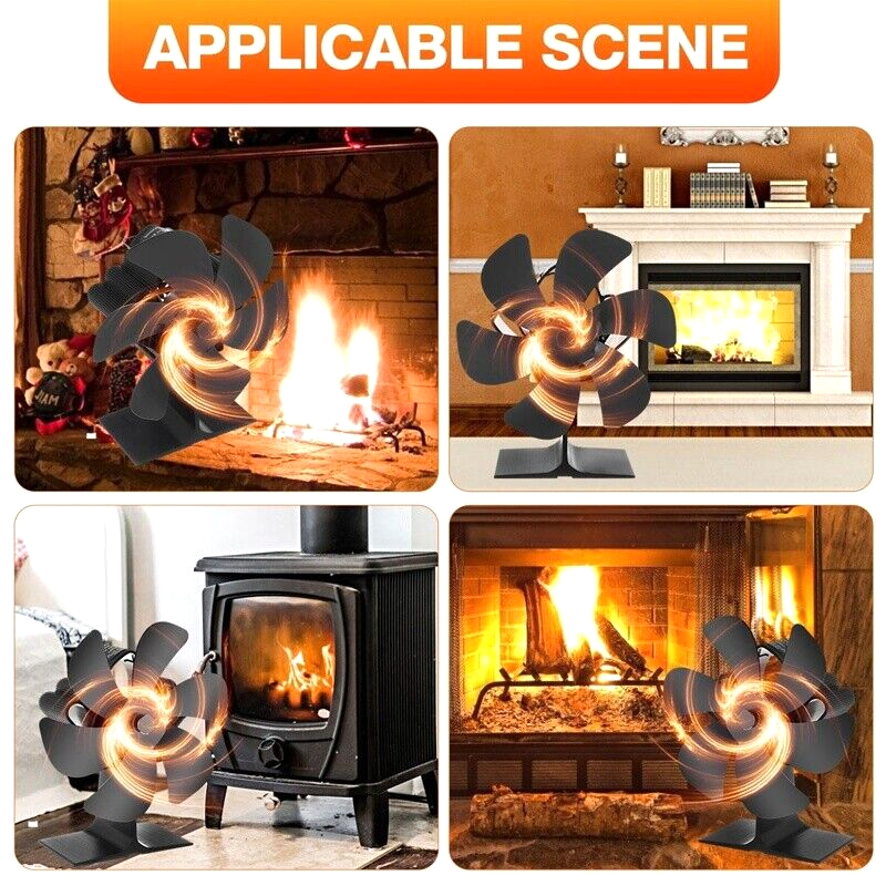 2x Fireplace Stove Fan Wood Heater Fan Thermal Self-Powered Ecofan Top Burner