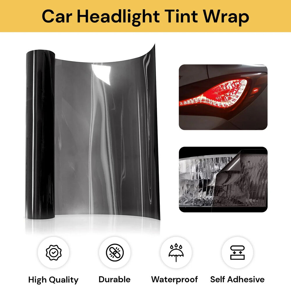 Light Smoke Black 2Mx30CM Car Headlight Tint Wrap Tail Fog Light Vinyl Wrap Kit