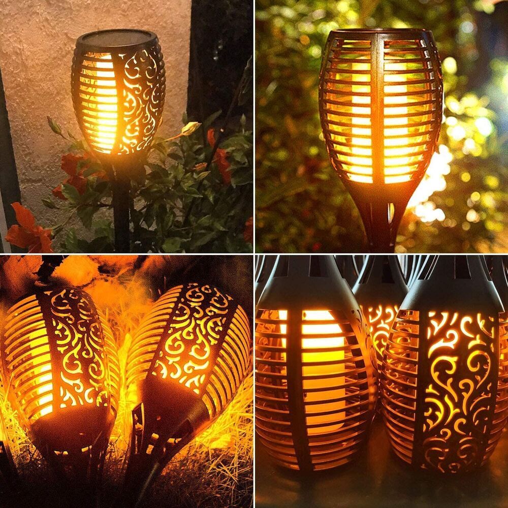 6PCS 12LED Flickering landscape Lamp Dancing Fire Flame Solar Torch Garden Light