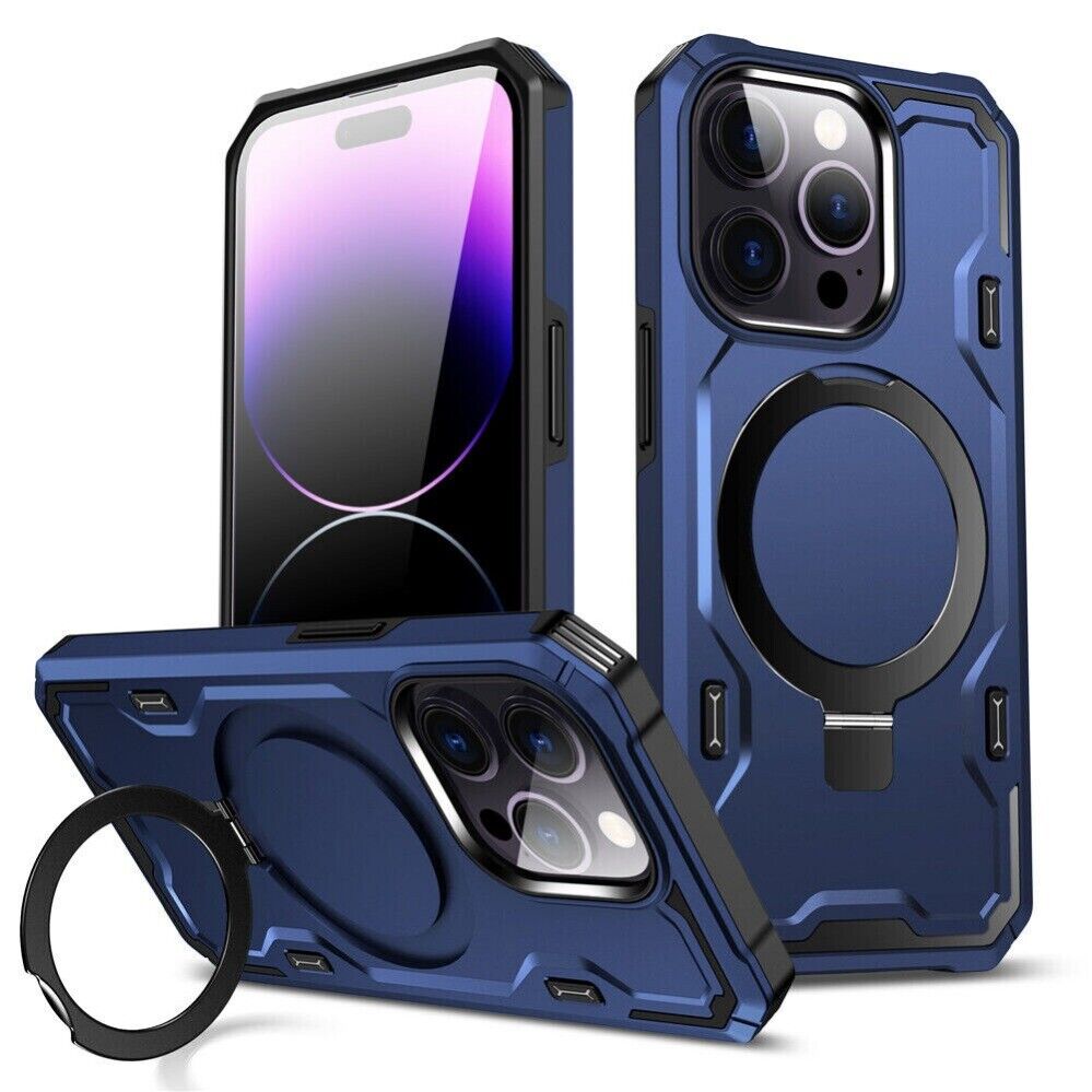 For iPhone 15 14 13 12 11 Pro Max 14 Plus MagSafe Magnetic Case Ring Stand Cover