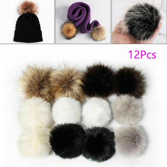 10CM DIY Fluffy Faux Fox Fur Pompom Fur Pom Poms Ball For Hats Bags Craft Sewing