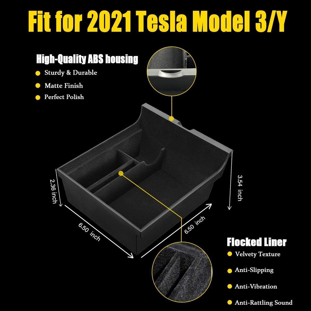 For Tesla Model 3  Centre Console Organiser Tray Armrest Storage Box Drawer