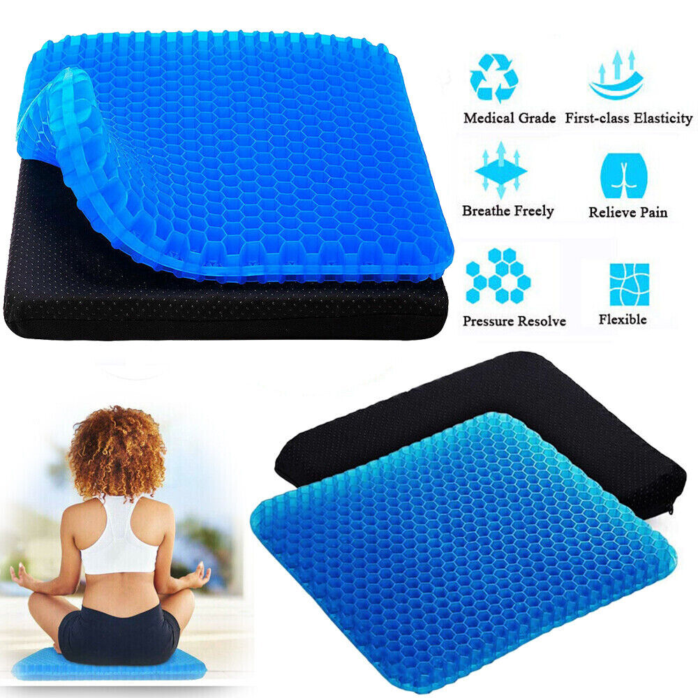 2x Gel Seat Cushion Cooling Seat Cushion Breathable Honeycomb Office Car Seat Mat