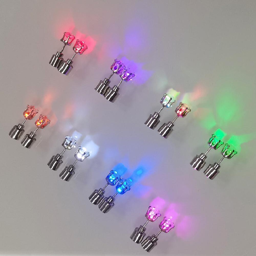 LED Earrings Glowing Light UpDiamond Crown Ear Drop Stud Pendant For Party U8R0