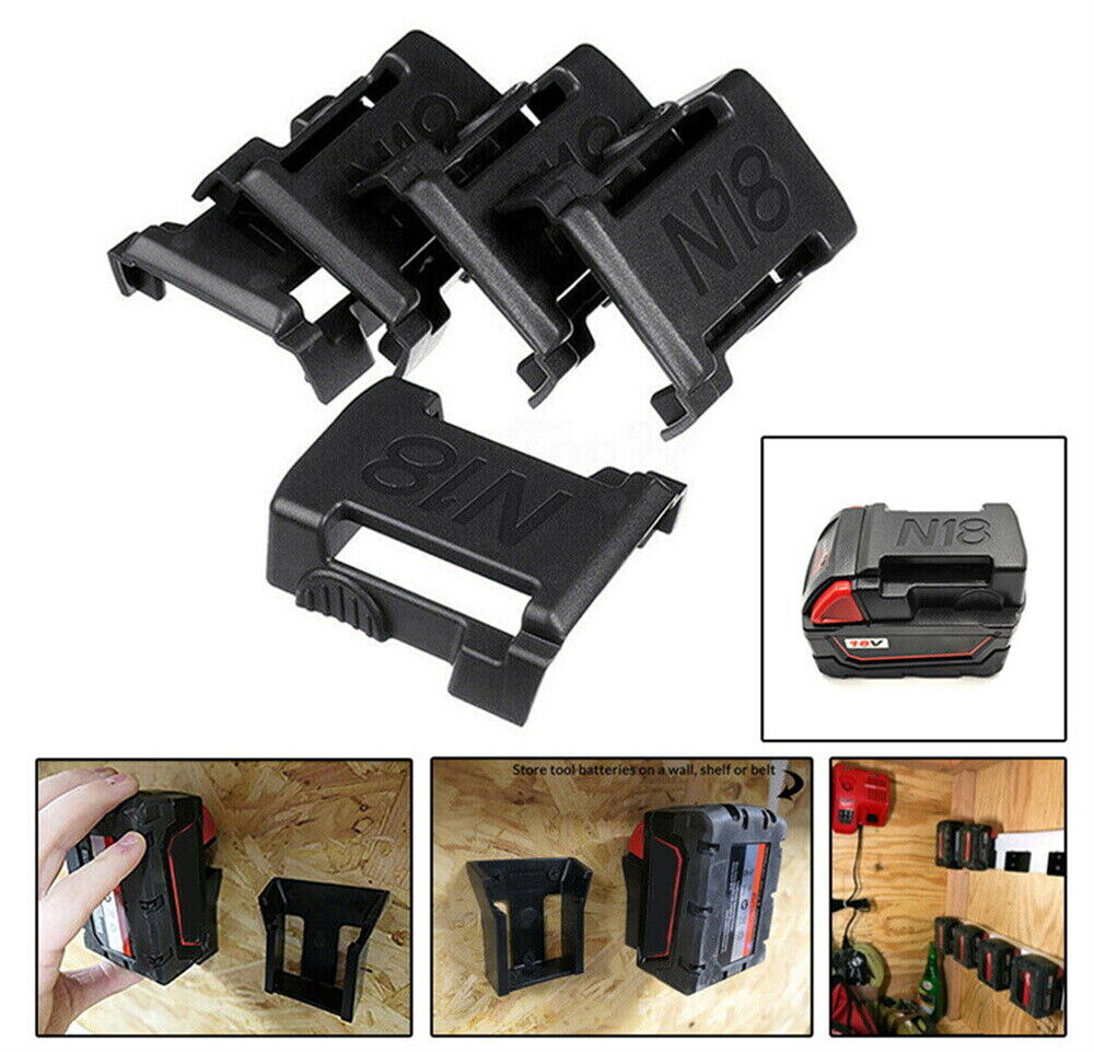 5x Battery Mounts Holder Screw Mount Bracket For Milwaukee 18V Battery Rack