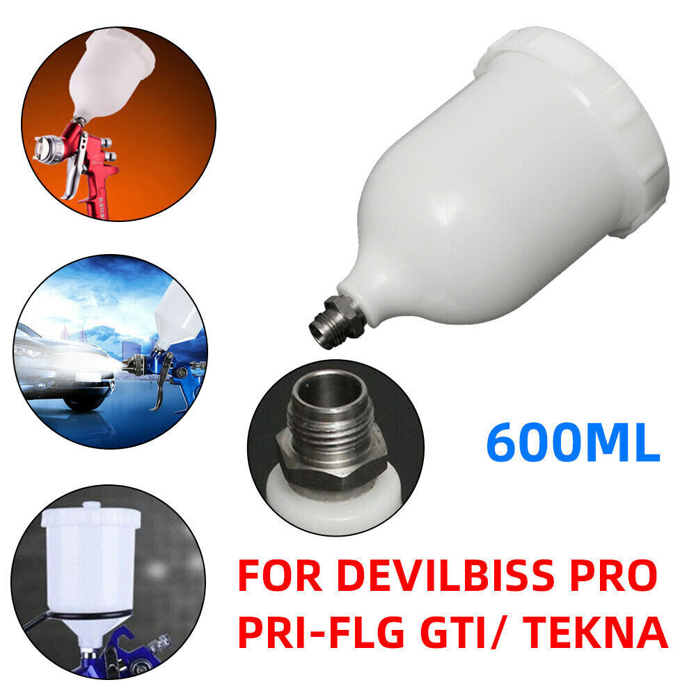 600ML Spray Gun Pot Paint Cup Replace For Devilbiss / TEKNA Pro Pri Spare Part