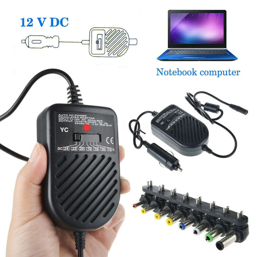 Universal 80W Car Auto Charger Power Supply Adapter For Laptop Notebook + 8 Tip