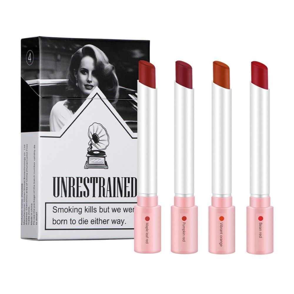 4 PCS Lana Del Rey Lipstick Glossy Tube Lipstick Waterproof Lip Tint Stain Set Women