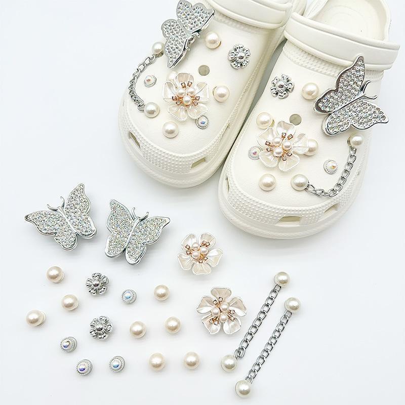 Rhinestone Faux Pearl Girl Shoes Charms Bling For Croc Shoe DIY Accessories