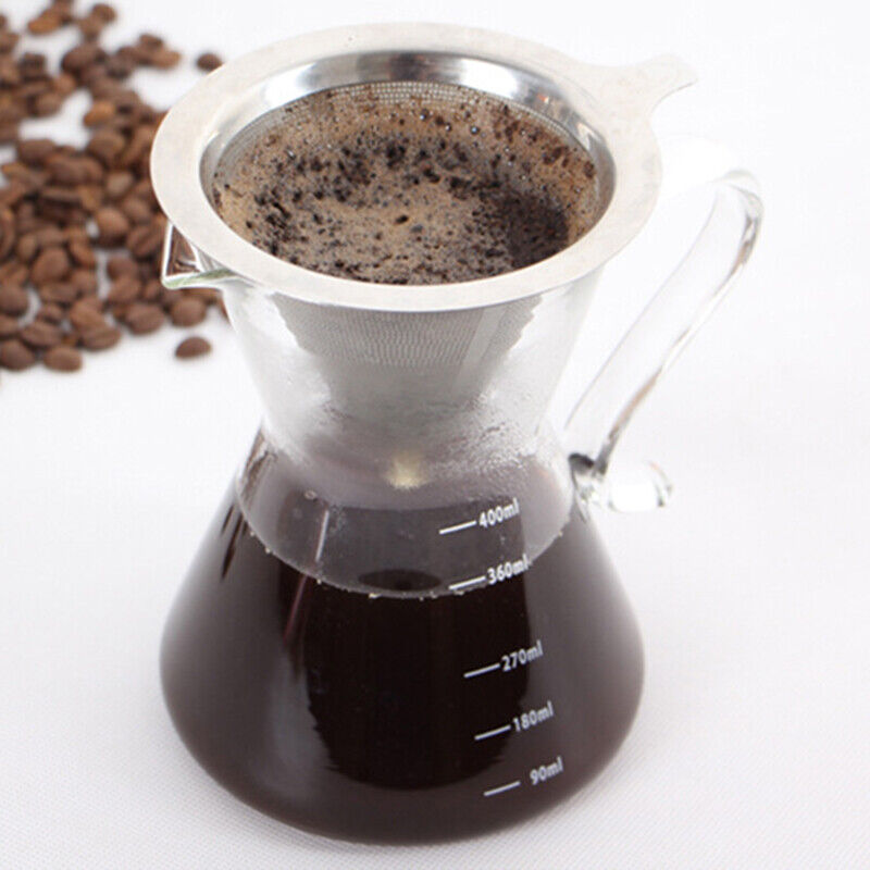 Coffee Tea Cup Drip Filter Fine Mesh Holder Stainless Steel Pour Over Funnel