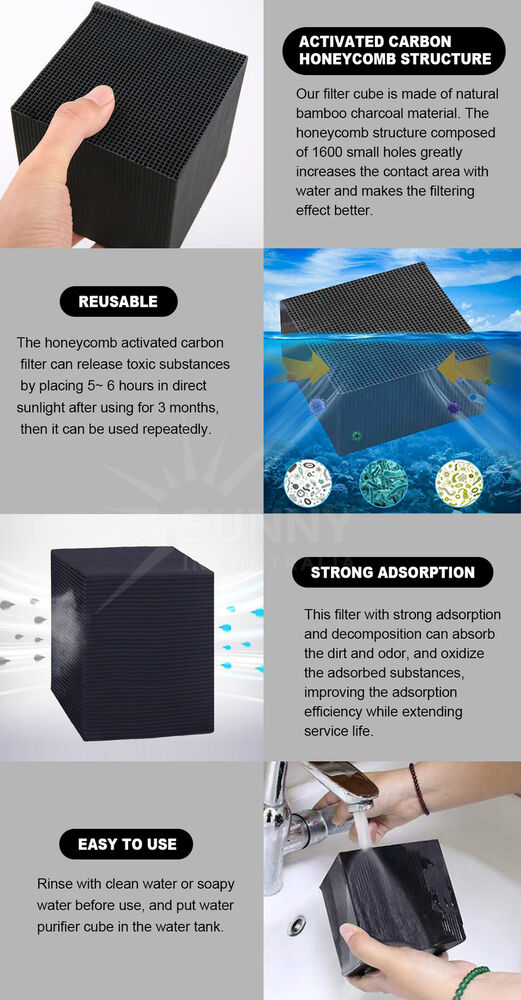 2x Eco-Aquarium Carbon Filter For Fish Tank Water Purifier Cube Aquarium Cleaner