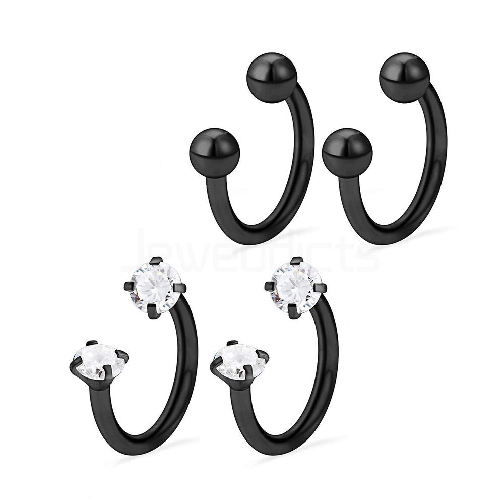 4PCs Horseshoe Rings Surgical Steel Tragus Piercing Earrings Studs Cartilage