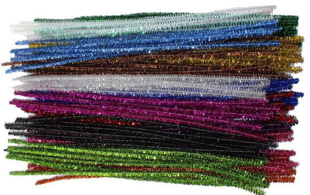 Glitter Chenille Sticks Infused Pipe Cleaners Stems 30cm craft Asst Colours