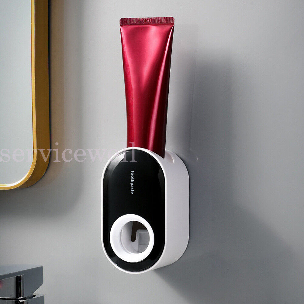 NEW Automatic Toothpaste Dispenser Wall-mounted Rack Toothbrush Holder Bathroom