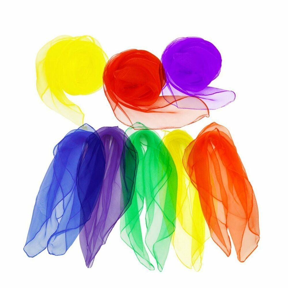 36PCS Gradient Juggling Silk Dance Magic Tricks Dancing Props Scarves Chiffon