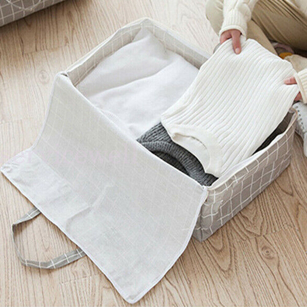 Waterproof Clothes Quilt Blanket Storage Bag Cotton Linen Organizer Zipper Bags