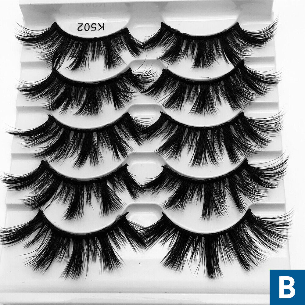 5 Pairs Mink 3D Natural Thick False Fake Eyelashes Eye Lashes Makeup Extension